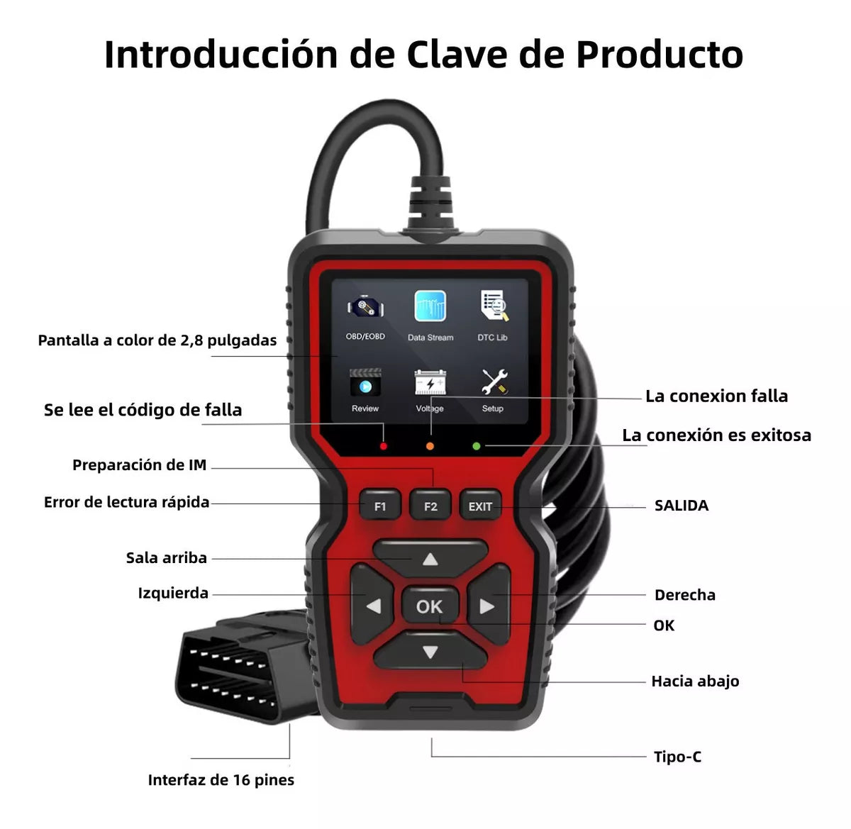 Lector de codigo de carro modelo OBD2