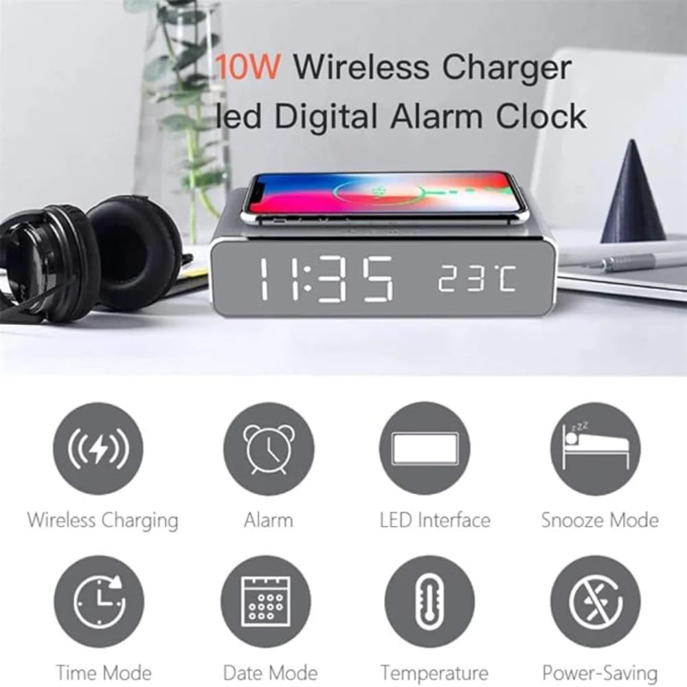 Reloj Despertador Digital con carga inalámbrica